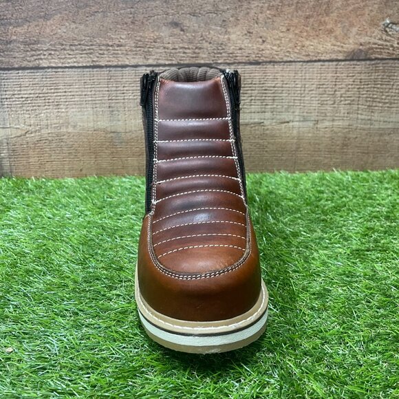 Men's Genuine Leather Zip Up Steel Toe Strong Sole Work Boots 337 - Picture 2 of 9